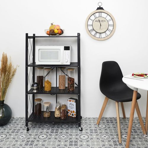 Etagère Pliable 4 Niveaux En Fer Et Polypropylène - Noir