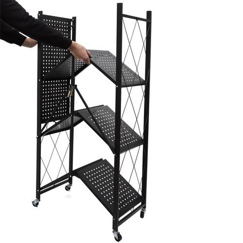 Etagère Pliable 4 Niveaux En Fer Et Polypropylène - Noir