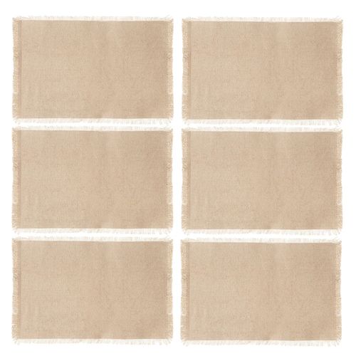 Lot De 6 Sets De Table Maha En Coton - Longueur 45 Cm X Largeur 30 Cm - Beige