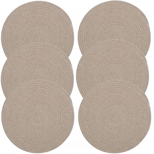 Lot De 6 Sets De Table Rond En Coton Alana - Diam. 38 Cm - Beige