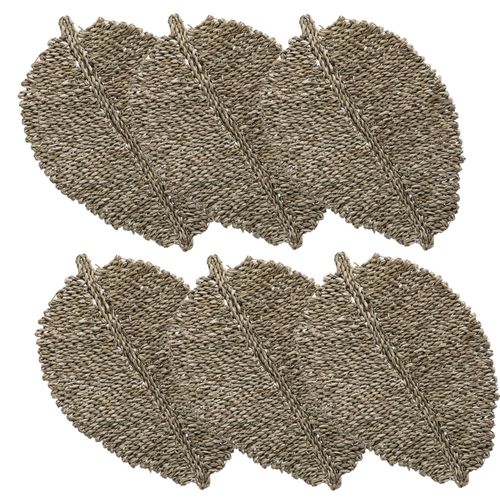 Lot De 6 Sets De Table Feuille En Roseau - 48 X 38 Cm - Marron