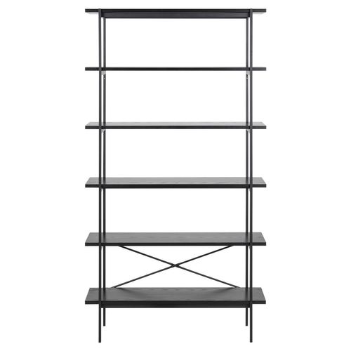 Bibliothèque 5 Étagères En Mdf Et Métal - Noir