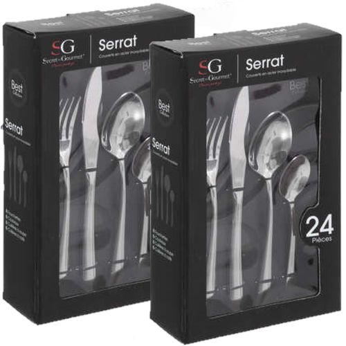 Lot De 2 Ménagères Serrat En Acier Inoxydable - 48 Couverts - Argent