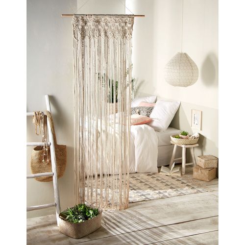 Lot De 2 Rideaux à Fil Détails Macramé Rituality - L. 90 X H. 200 Cm - Beige