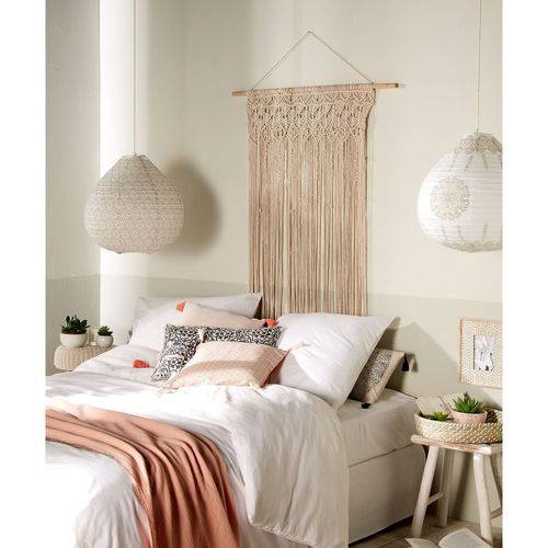 Lot De 2 Rideaux à Fil Détails Macramé Rituality - L. 90 X H. 200 Cm - Beige