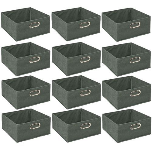 Lot De 12 Boites De Rangement En Tissu L.31 X H. 15 Cm - Vert Kaki