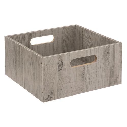 Lot De 6 Boîtes De Rangement Carrée En Mdf - L. 31 X H. 15 Cm - Gris, Effet Bois