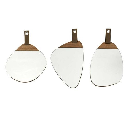 Lot De 3 Miroirs Avec Détail Effet Bois En Mdf - Marron