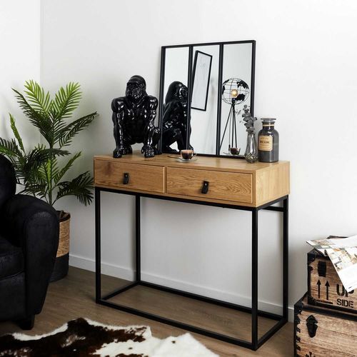Miroir Style Verrière En 3 Parties En Métal - Noir