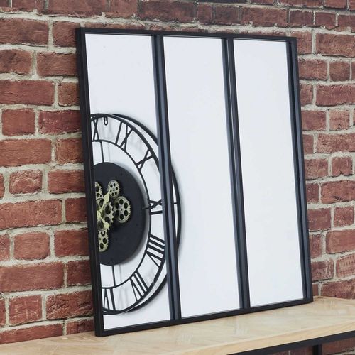 Miroir Style Verrière En 3 Parties En Métal - Noir