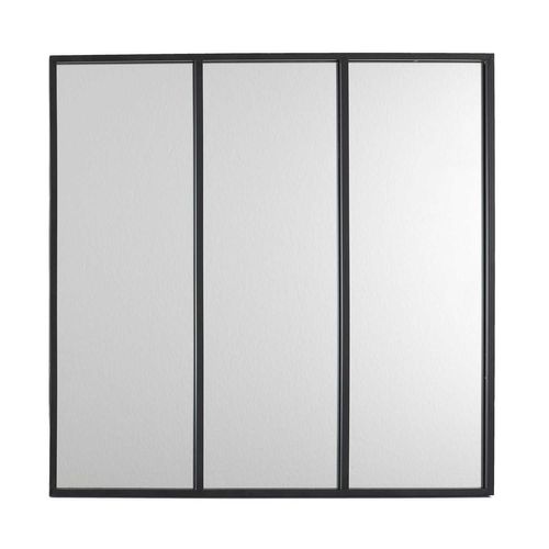 Miroir Style Verrière En 3 Parties En Métal - Noir