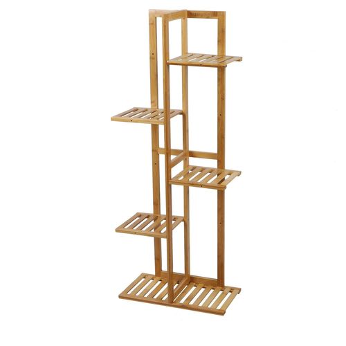 Porte Plantes En Bambou 5 Niveaux - Marron