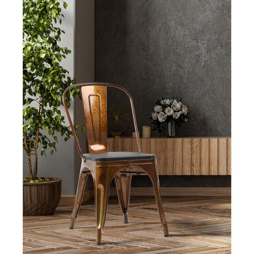 Chaise Vintage Liv H84 Cm - Doré Et Noir