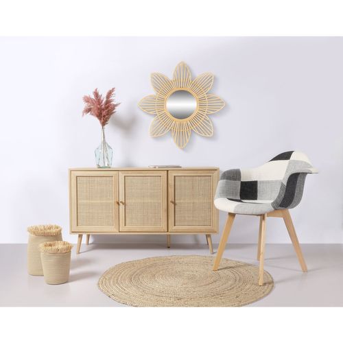 Miroir Marguerite Natural Living En Rotin - Diam 62 Cm