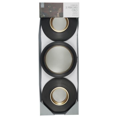 Miroirs Convexes X 3 Diam. 25.5 Cm - Noir Et Doré