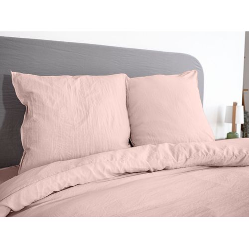 Parure De Lit - 100% Microfibre Lavée - 220 X 240 Cm - Rose Poudré