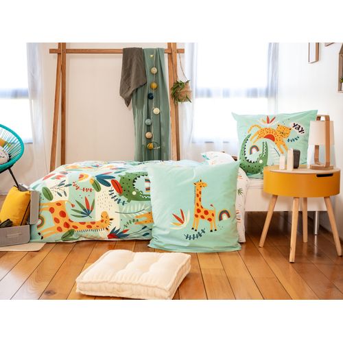 Parure De Lit Enfant Safari - 100% Coton Adouci 57 Fils - 140 X 200 Cm