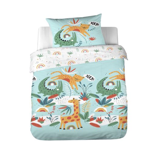 Parure De Lit Enfant Safari - 100% Coton Adouci 57 Fils - 140 X 200 Cm