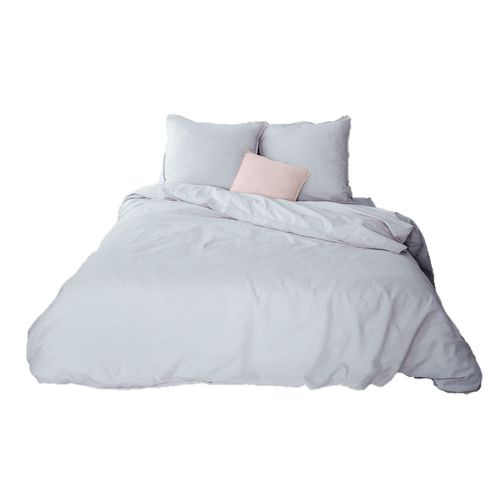 Parure De Lit - Coton Et Lin - 220 X 240 Cm - Gris