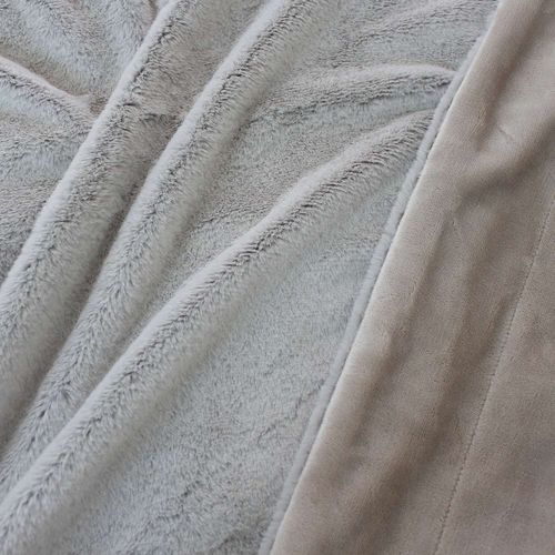 Plaid Imitiation Effet Fourrure 2 Tons Et Flanelle - 150 X 125 Cm - Gris