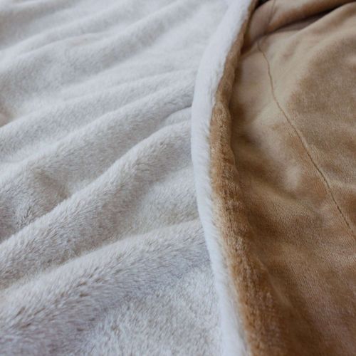 Couverture Azura Douce 2 Tons Et Flanelle - 220 X 180 Cm - Beige
