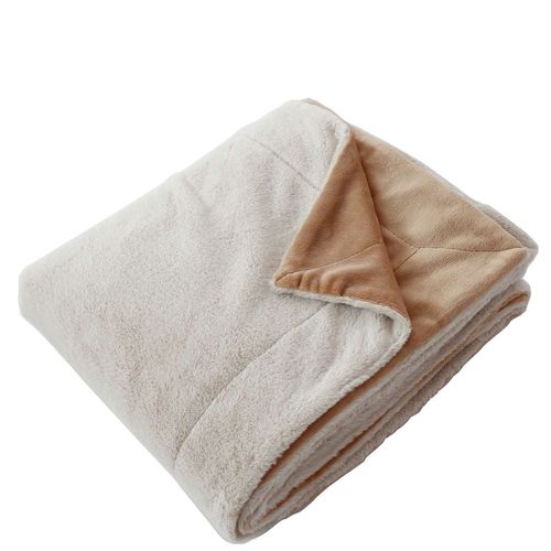 Couverture Azura Douce 2 Tons Et Flanelle - 220 X 180 Cm - Beige
