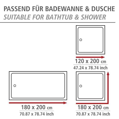 Rideau De Douche Motif à Carreaux 180 X 200 Cm - Gris