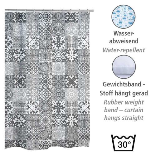 Rideau De Douche Motif à Carreaux 180 X 200 Cm - Gris