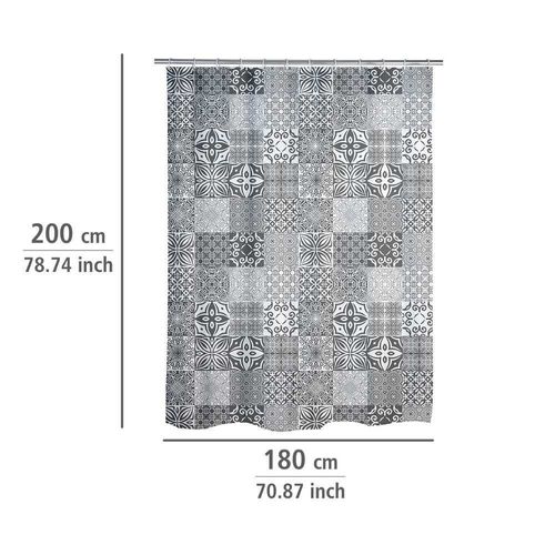 Rideau De Douche Motif à Carreaux 180 X 200 Cm - Gris