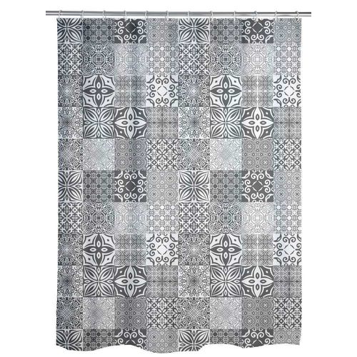 Rideau De Douche Motif à Carreaux 180 X 200 Cm - Gris