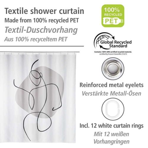 Rideau De Douche Silhouette 180 X 200 Cm - Blanc Et Gris