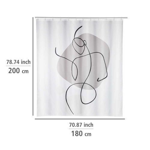 Rideau De Douche Silhouette 180 X 200 Cm - Blanc Et Gris