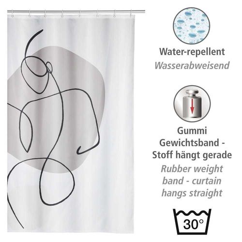 Rideau De Douche Silhouette 180 X 200 Cm - Blanc Et Gris