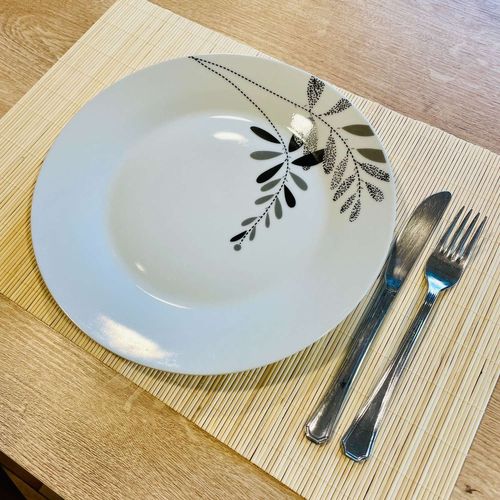 Lot De 6 Sets De Table En Bambou Blanchi Rectangulaire - 45 X 30 Cm