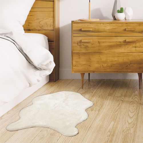 Tapis Imitation Fourrure Poils Fins - 60 X 90 Cm - Ecru