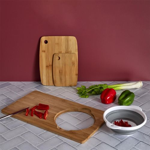 Planche à Découper Avec Passoire Intégrée - Marron