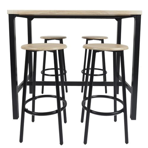 Ensemble Mange Debout Et 4 Tabourets Kalo - Marron Et Noir