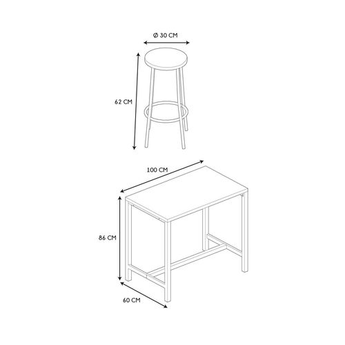 Ensemble Mange Debout Et 4 Tabourets Kalo - Marron Et Noir