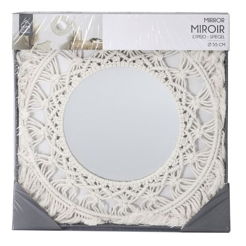 Miroir Rond Bohème - Diam 55 Cm - Beige