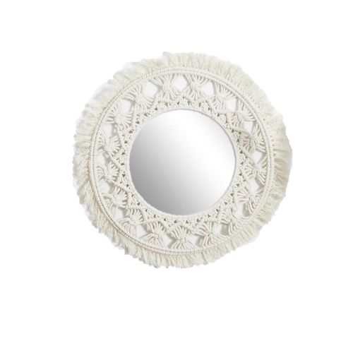 Miroir Rond Bohème - Diam 55 Cm - Beige