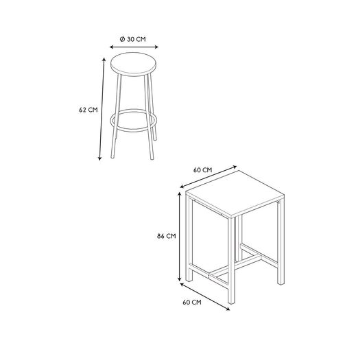 Ensemble Mange Debout Et 2 Tabourets Kalo - Marron Et Noir