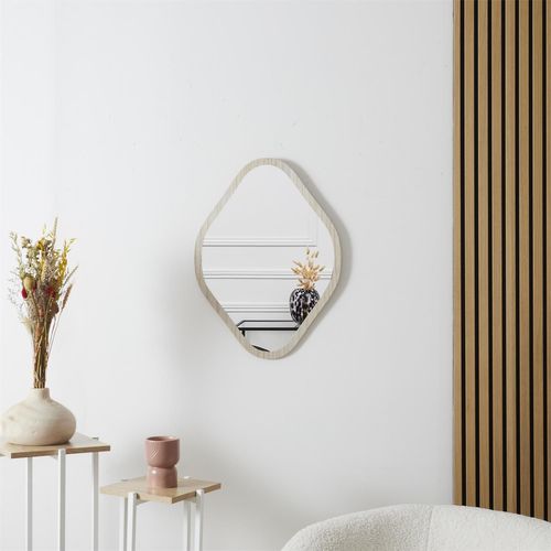 Miroir Losange Contour Bois 44x60 Cm - Marron