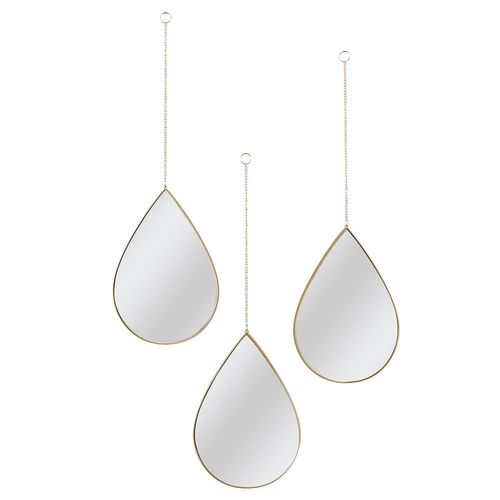 Lot De 3 Miroirs Gouttes 19,1x27,2cm - Doré