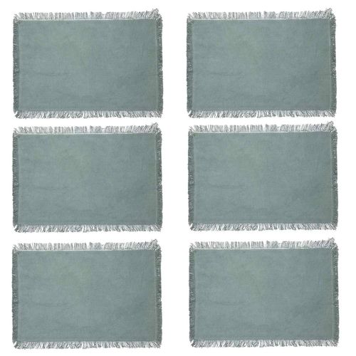 Lot De 6 Sets De Table Maha En Coton - Longueur 45 Cm X Largeur 30 Cm - Céladon