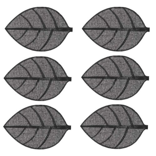 Lot 6x Set De Table Feuille - 50 X 33 Cm - Noir