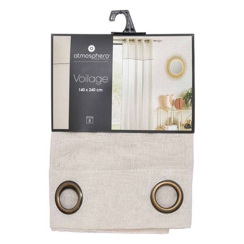 Voilage à Volant Avec Surpiqûre Noire - 140 X 240 Cm - Beige