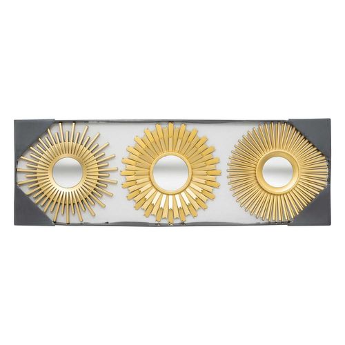 Lot De 3 Miroirs Soleil - Diam. 25 Cm - Doré