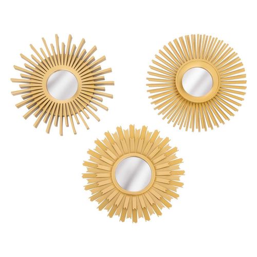 Lot De 3 Miroirs Soleil - Diam. 25 Cm - Doré