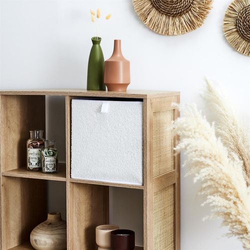 Lot De 6 Cubes De Rangement Pliable Bouclette - 30 X 30 Cm - Beige