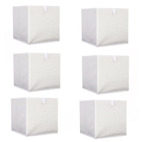 Lot De 6 Cubes De Rangement Pliable Bouclette - 30 X 30 Cm - Beige